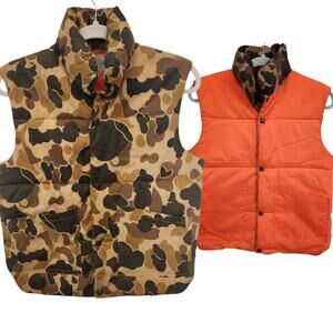 Sundance Reversible Camouflage Orange Hunting Puffer Vest Men Small Excl Cond